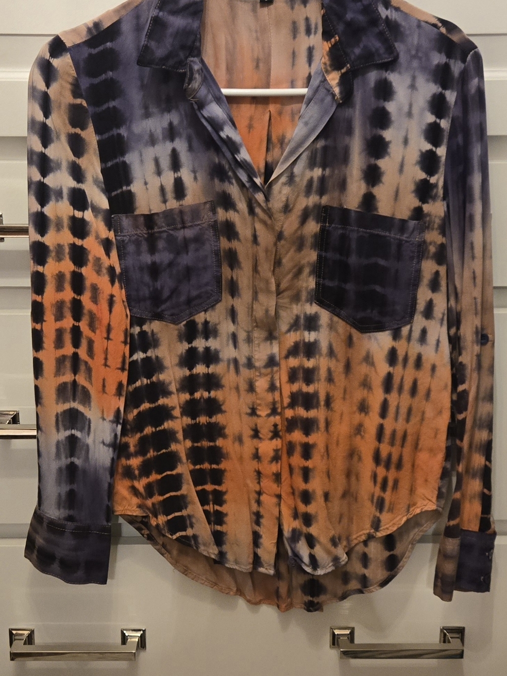 Velvet Heart Orange and Black Tie-Dye Button Down Shirt